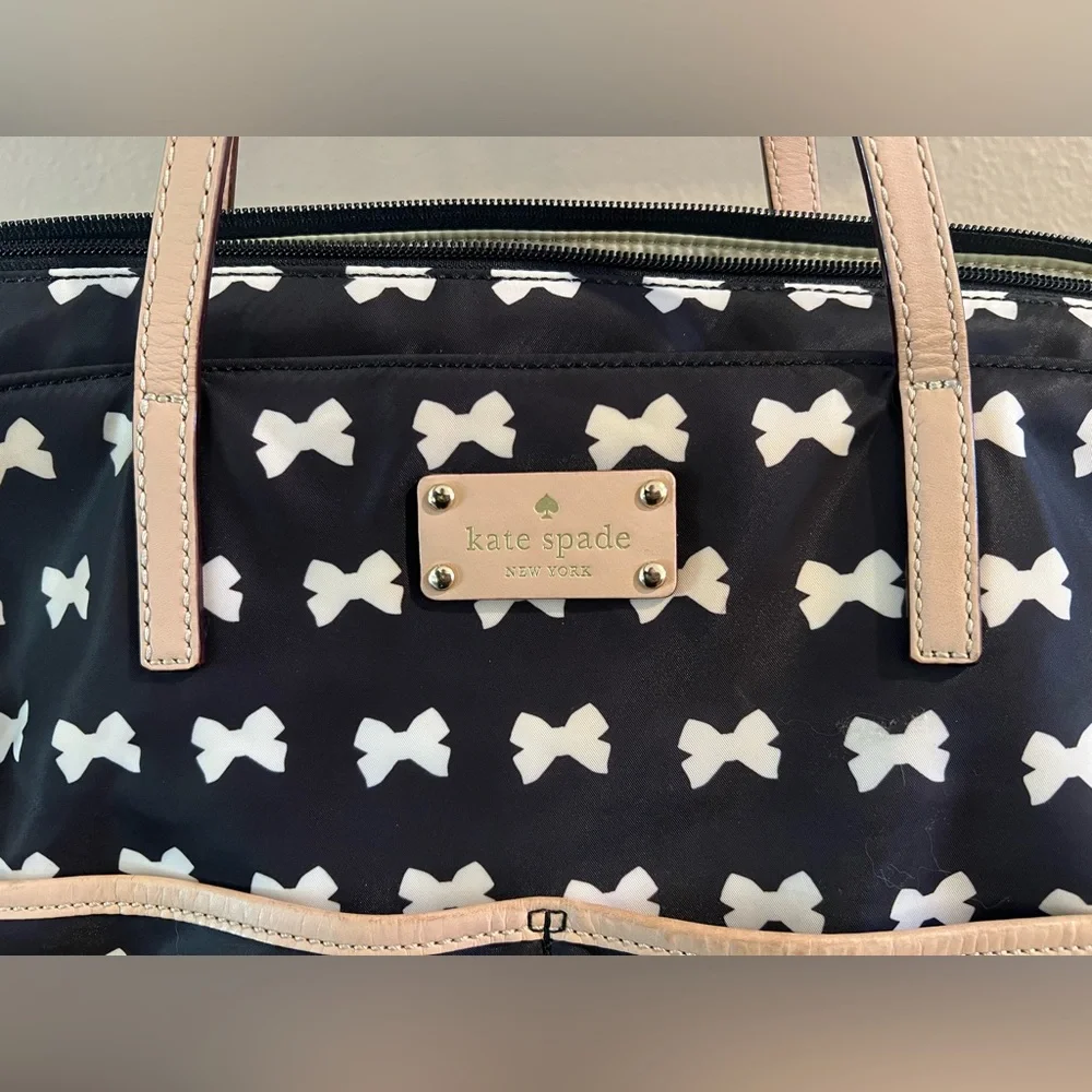 Kate Spade Black and White Baby Bag with Bow Pattern